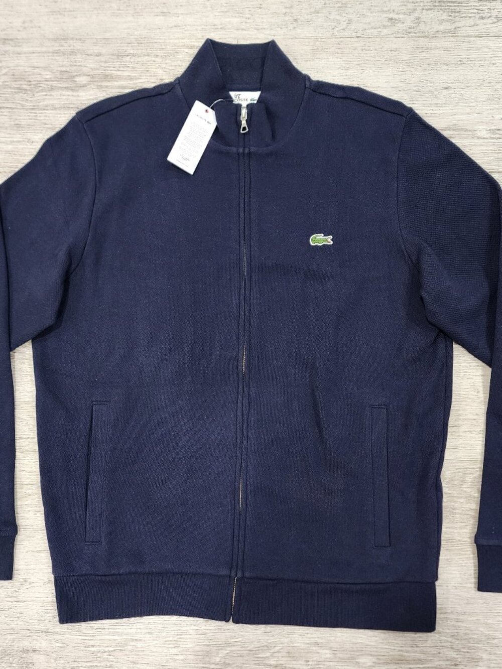 Lacoste Fleece Full Zip Sweatshirt Navy Blue Men's L Logo Pockets SH4317 NWT